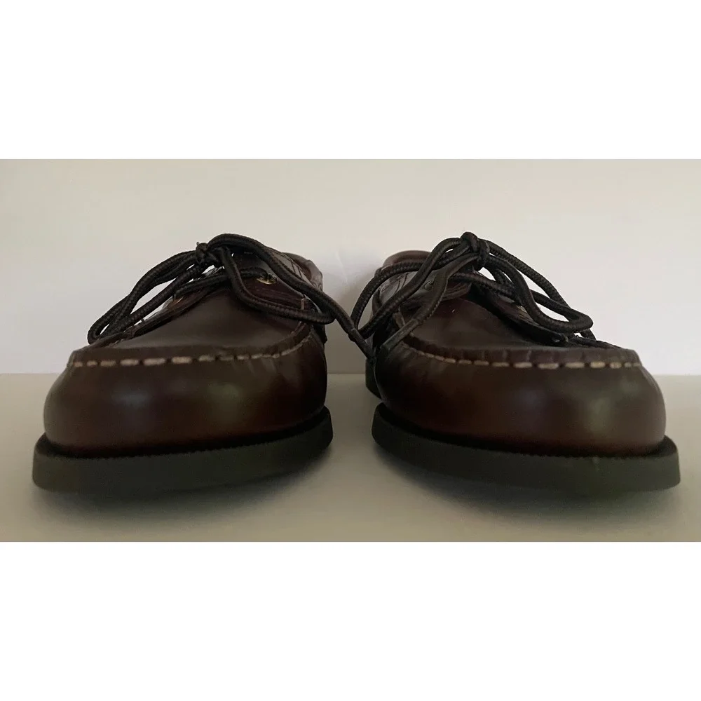 Dockers Mens Vargas Brown Leather Lace Up Boat Shoes Nautical Loafers 8.5M NEW